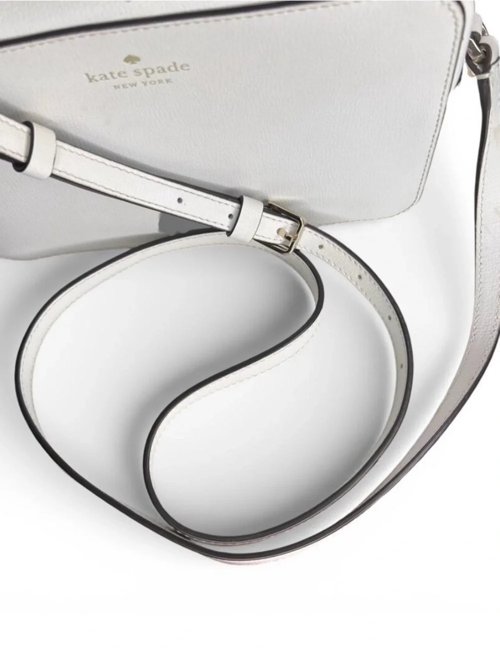 Kate Spade New York Harper White refined grain leather crossbody bag
